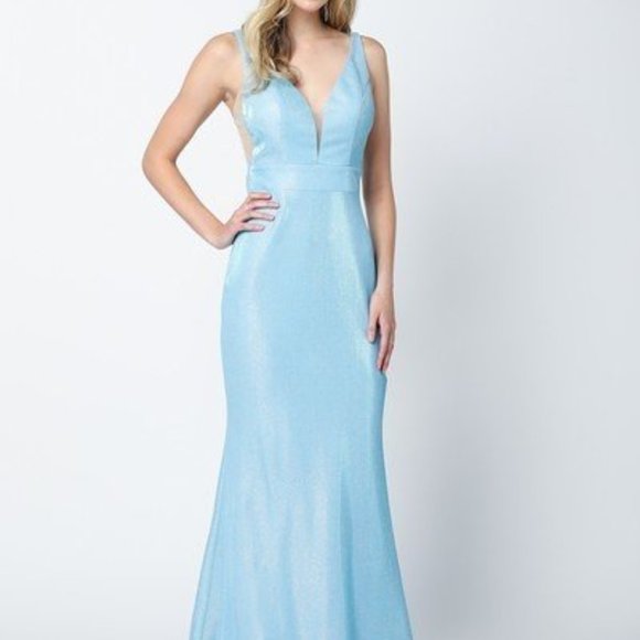 V-Neckline Sleeveless Mermaid Dress JT695
